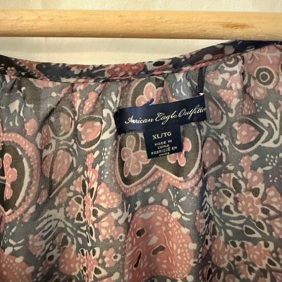 American Eagle Outfitters Boho sheer Patterned Blouse - Picture 5 of 7